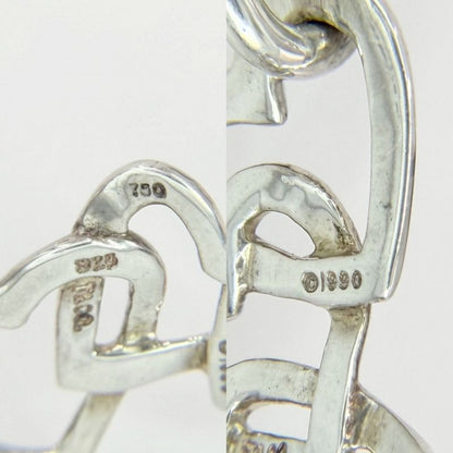 Tiffany & Co Bangle Triple Heart Bracelet 18k WG 925 Sterling Silver Gold