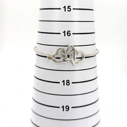 Tiffany & Co Bangle Triple Heart Bracelet 18k WG 925 Sterling Silver Gold
