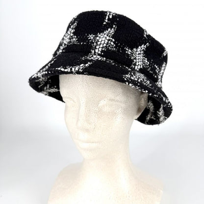 Chanel Hat Tweed Bucket Hat CC Logo M Black White