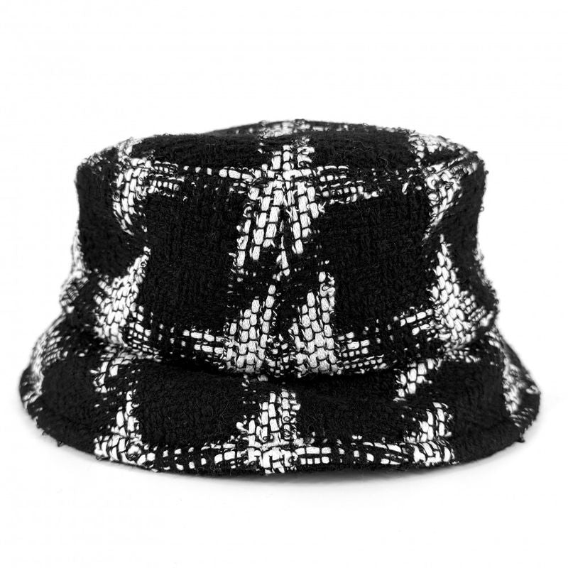 Chanel Hat Tweed Bucket Hat CC Logo M Black White