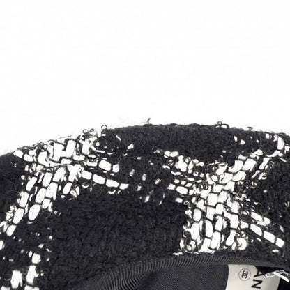 Chanel Hat Tweed Bucket Hat CC Logo M Black White