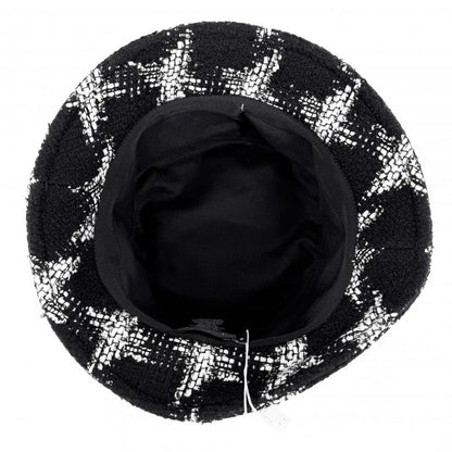 Chanel Hat Tweed Bucket Hat CC Logo M Black White