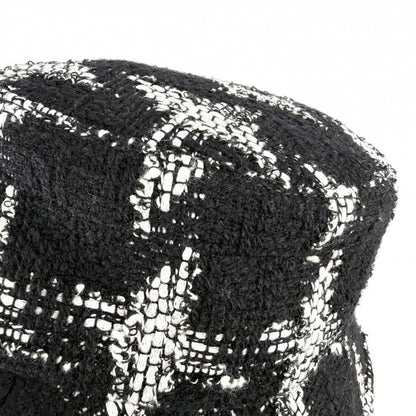 Chanel Hat Tweed Bucket Hat CC Logo M Black White