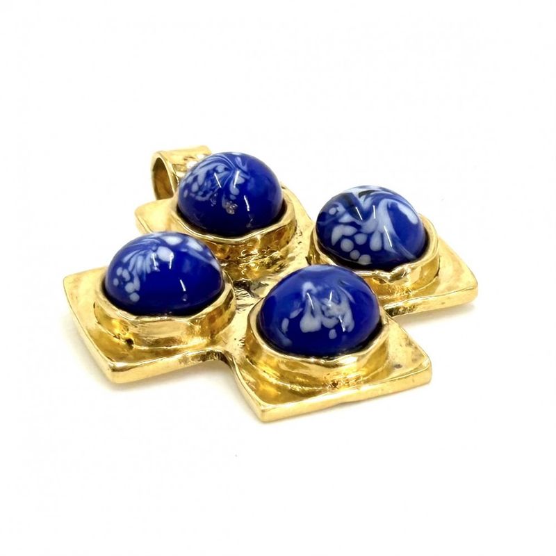 Chanel Pendant Top Color Stone Gold Blue