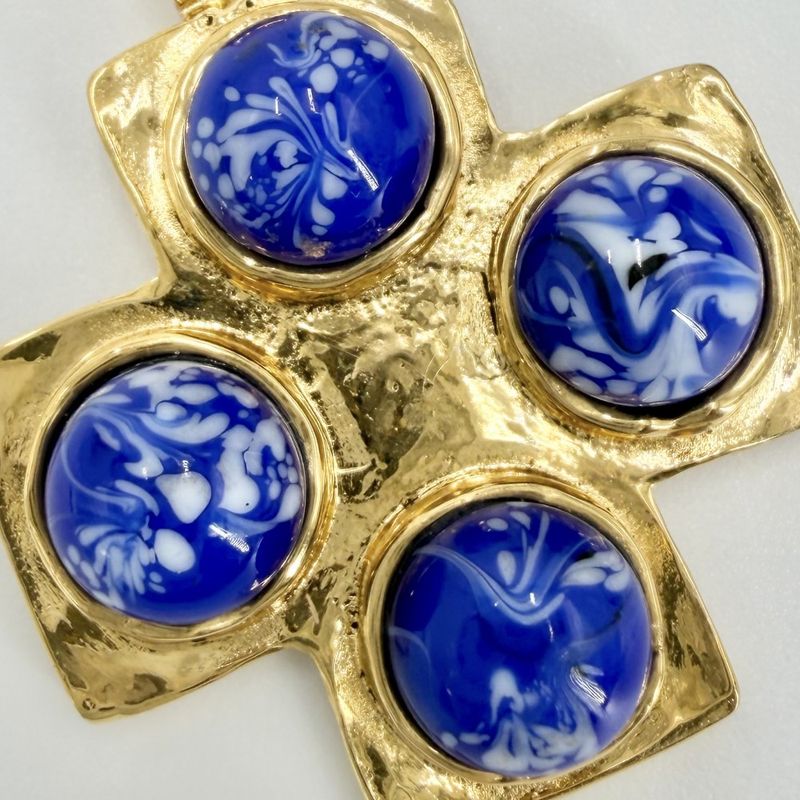 Chanel Pendant Top Color Stone Gold Blue