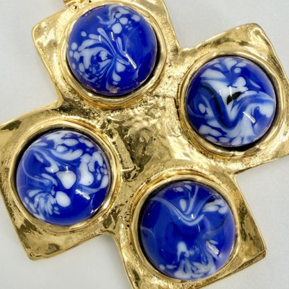 Chanel Pendant Top Color Stone Gold Blue