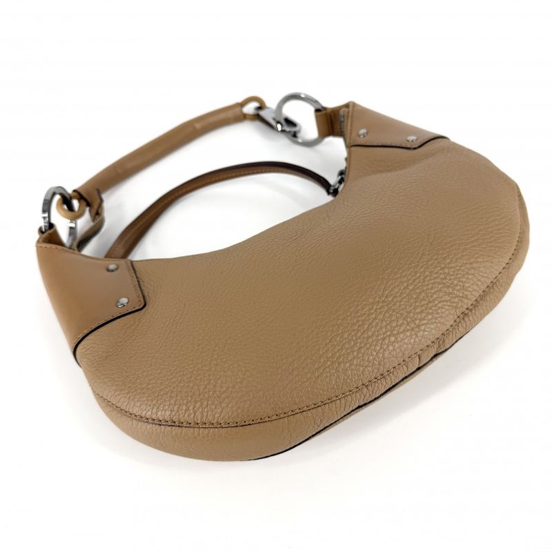 Gucci Handbag Hobo One Hand Shoulder GG Supreme Canvas Leather Brown Silver
