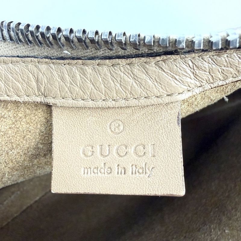 Gucci Handbag Hobo One Hand Shoulder GG Supreme Canvas Leather Brown Silver