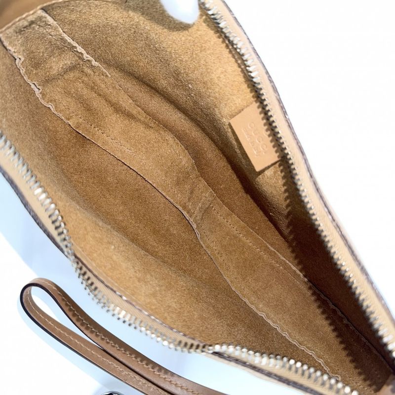 Gucci Handbag Hobo One Hand Shoulder GG Supreme Canvas Leather Brown Silver