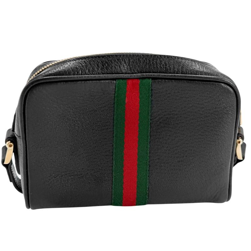 Gucci Shoulder Bag Ophidia Small Pochette Crossbody Leather Black Gold