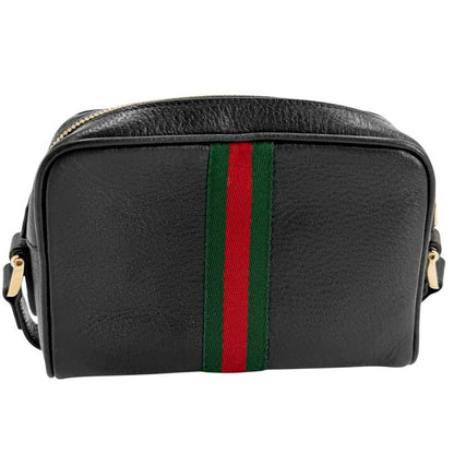 Gucci Shoulder Bag Ophidia Small Pochette Crossbody Leather Black Gold