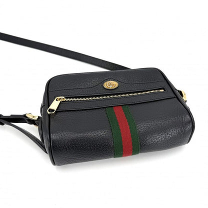 Gucci Shoulder Bag Ophidia Small Pochette Crossbody Leather Black Gold