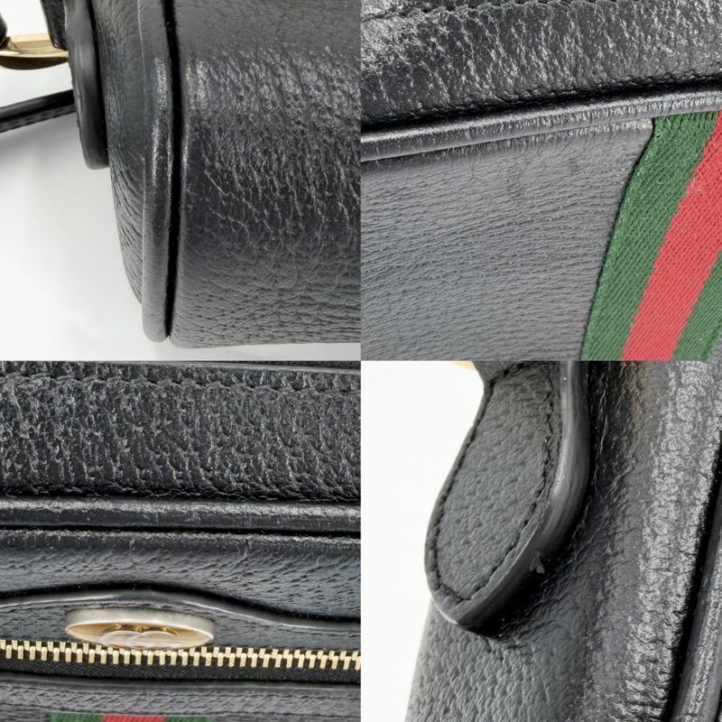 Gucci Shoulder Bag Ophidia Small Pochette Crossbody Leather Black Gold