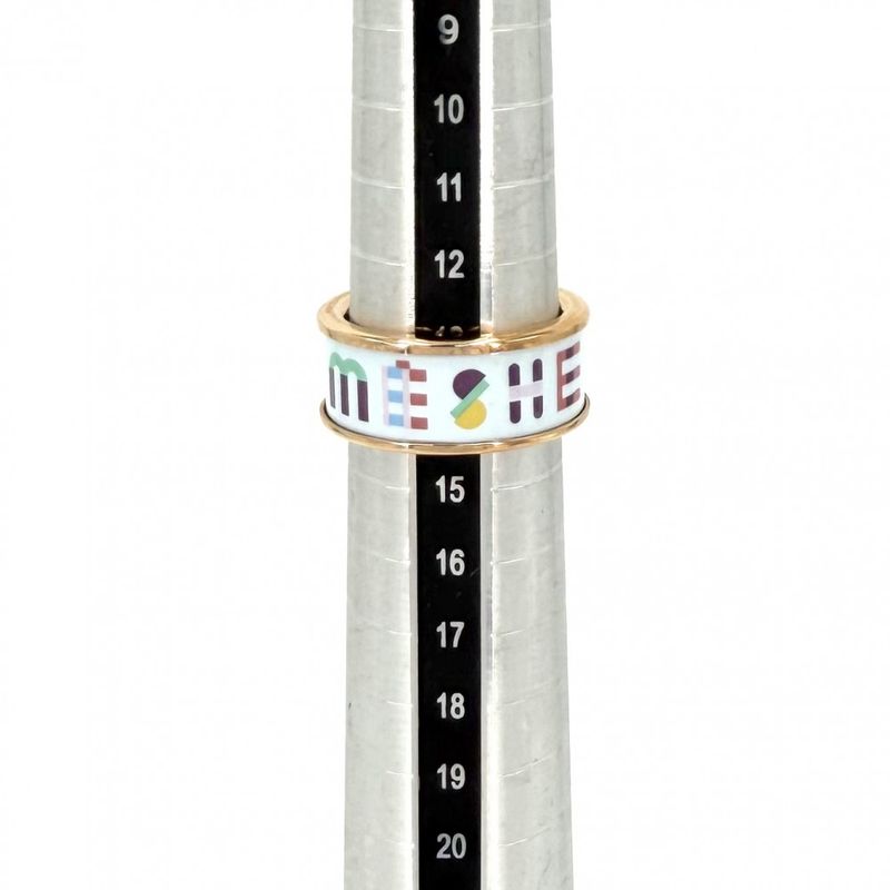 Hermes Ring Bricol MM Aurora 55 Pink Gold Plated Light Blue