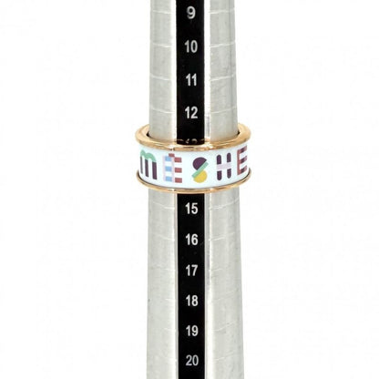 Hermes Ring Bricol MM Aurora 55 Pink Gold Plated Light Blue