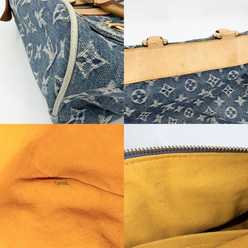 Louis Vuitton Handbag Neo Speedy Monogram Denim Blue Gold