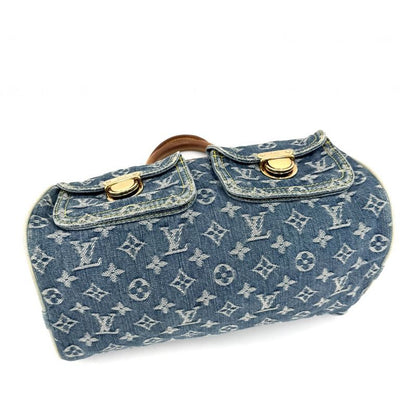 Louis Vuitton Handbag Neo Speedy Monogram Denim Blue Gold