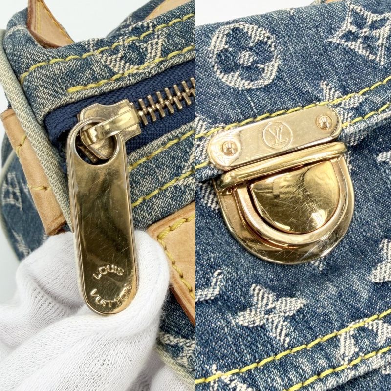 Louis Vuitton Handbag Neo Speedy Monogram Denim Blue Gold