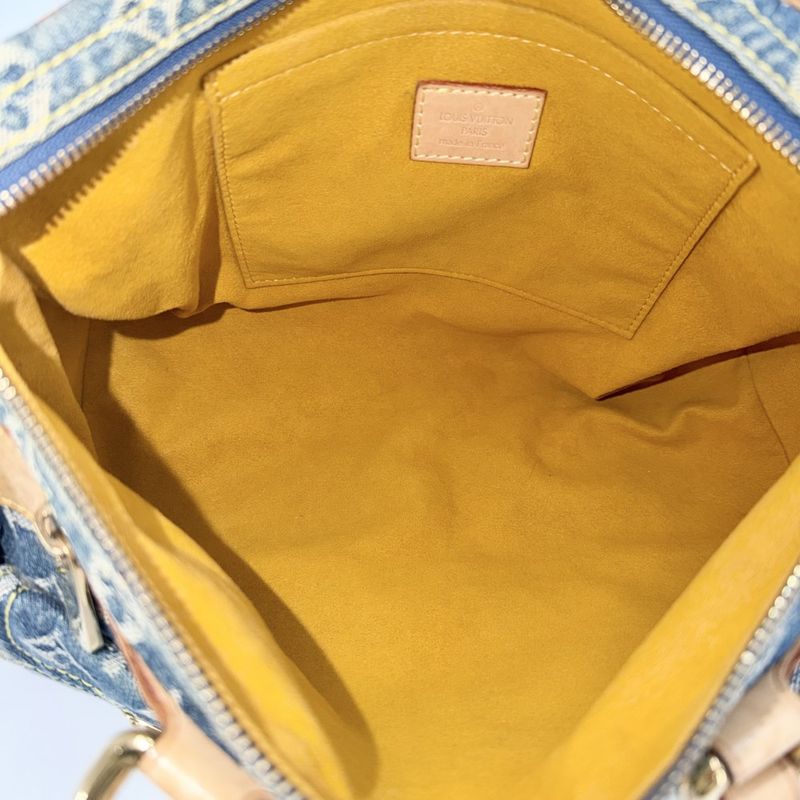 Louis Vuitton Handbag Neo Speedy Monogram Denim Blue Gold