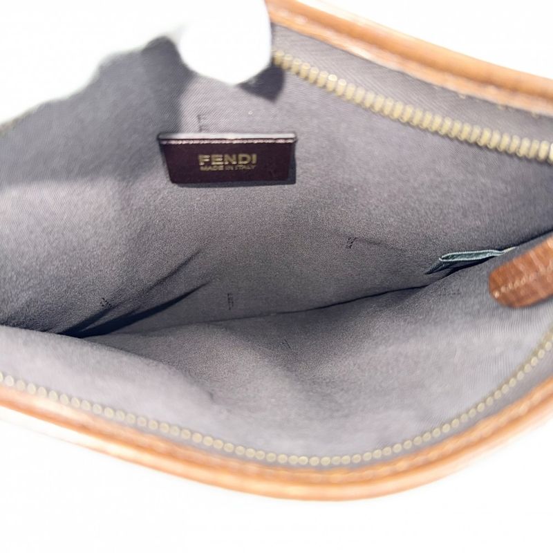 Fendi Shoulder Bag Zucca Crossbody Leather Brown Gold