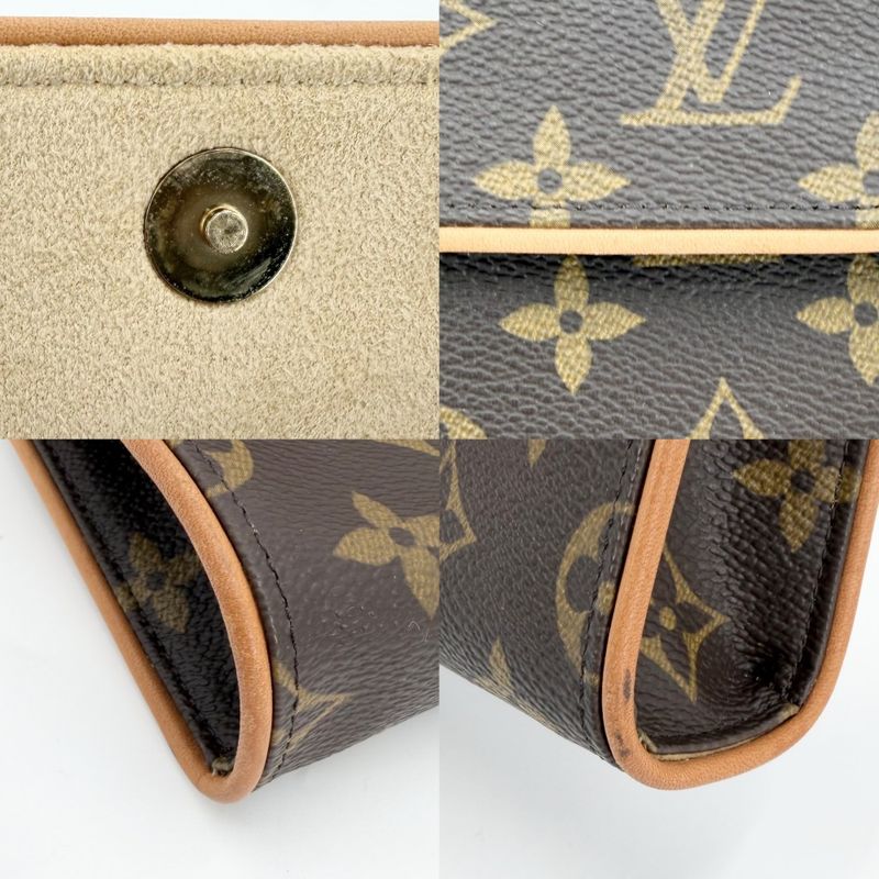 Louis Vuitton Waist Bag Monogram Pochette Florentine Pouch S Brown Gold