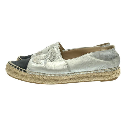 Chanel CC Logo Espadori Slip on Silver 36