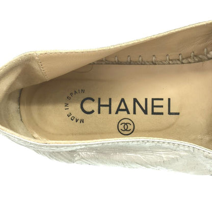 Chanel CC Logo Espadori Slip on Silver 36