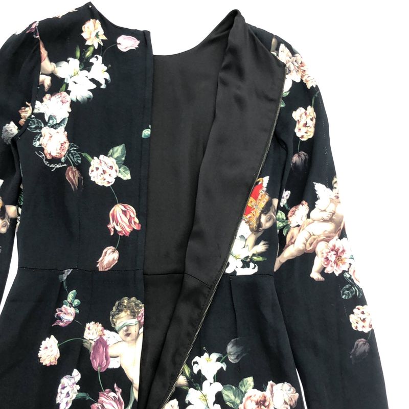 Dolce & Gabbana Angel Rose Rayon Dress Fsrkc Navy 40