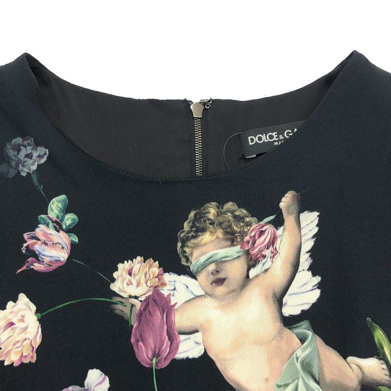Dolce & Gabbana Angel Rose Rayon Dress Fsrkc Navy 40