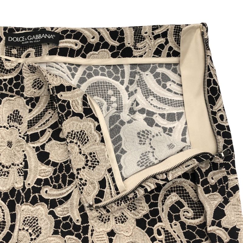 Dolce & Gabbana Paisley Print Rayon Tight Pants Ftzcet Frrca Black Ivory 36