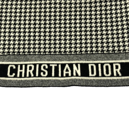 Dior Houndstooth Logo Shawl Black White Scarf