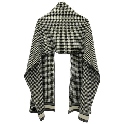 Dior Houndstooth Logo Shawl Black White Scarf