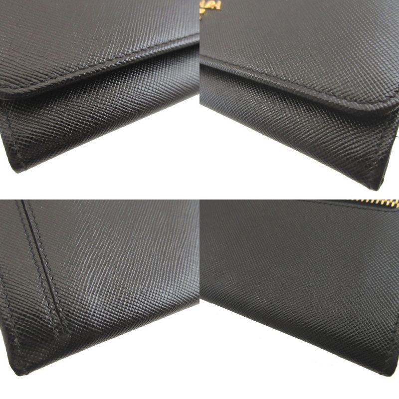 Prada Sapphia Leather Black Bifold Wallet