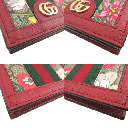 Gucci Ophidia GG Flora Red Compact Wallet Bifold