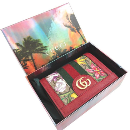 Gucci Ophidia GG Flora Red Compact Wallet Bifold