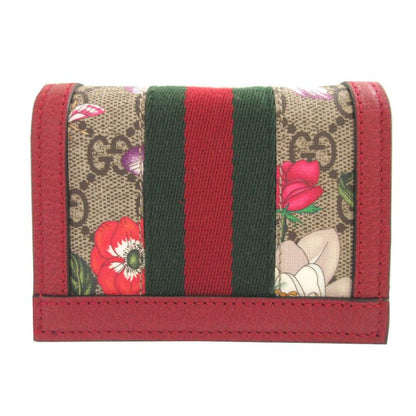 Gucci Ophidia GG Flora Red Compact Wallet Bifold
