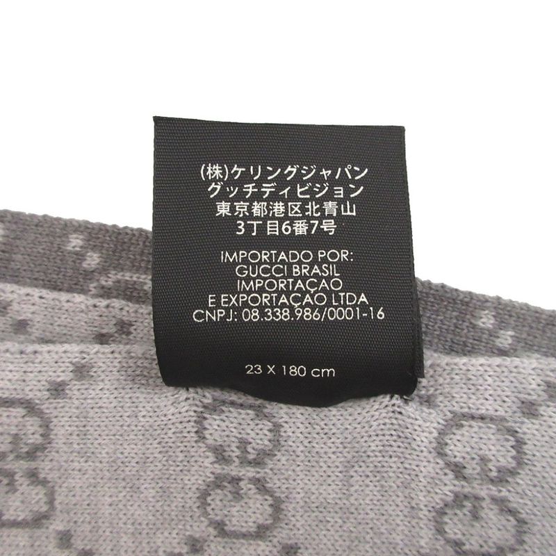 Gucci GG Pattern Sherry Wool Gray Scarf