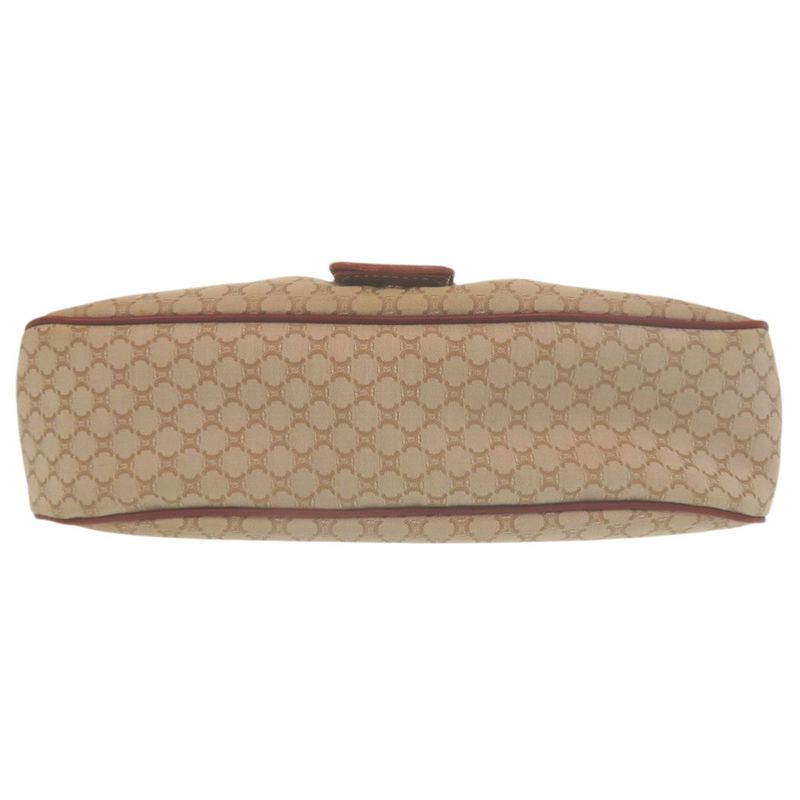 Celine Macadam Pattern Vintage Hobo Shoulder Bag Gold Canvas Leather Beige Brown