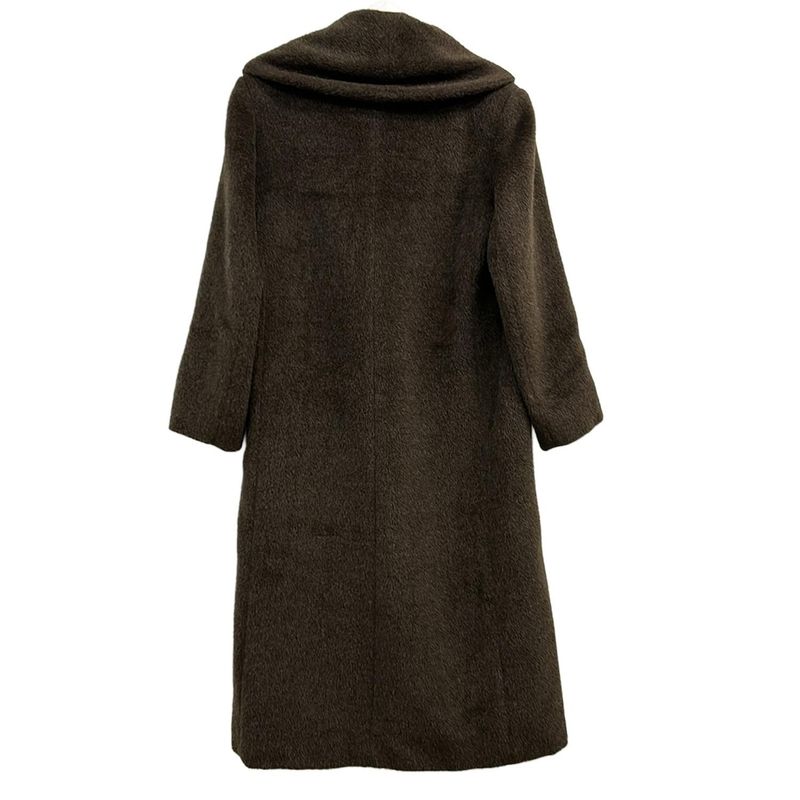 Max Mara Coat 40 M Dark Brown Long Sleeve Alpaca Wool Mohair Autumn Winter