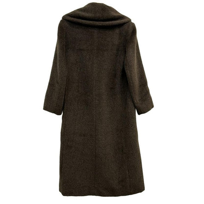 Max Mara Coat 40 M Dark Brown Long Sleeve Alpaca Wool Mohair Autumn Winter