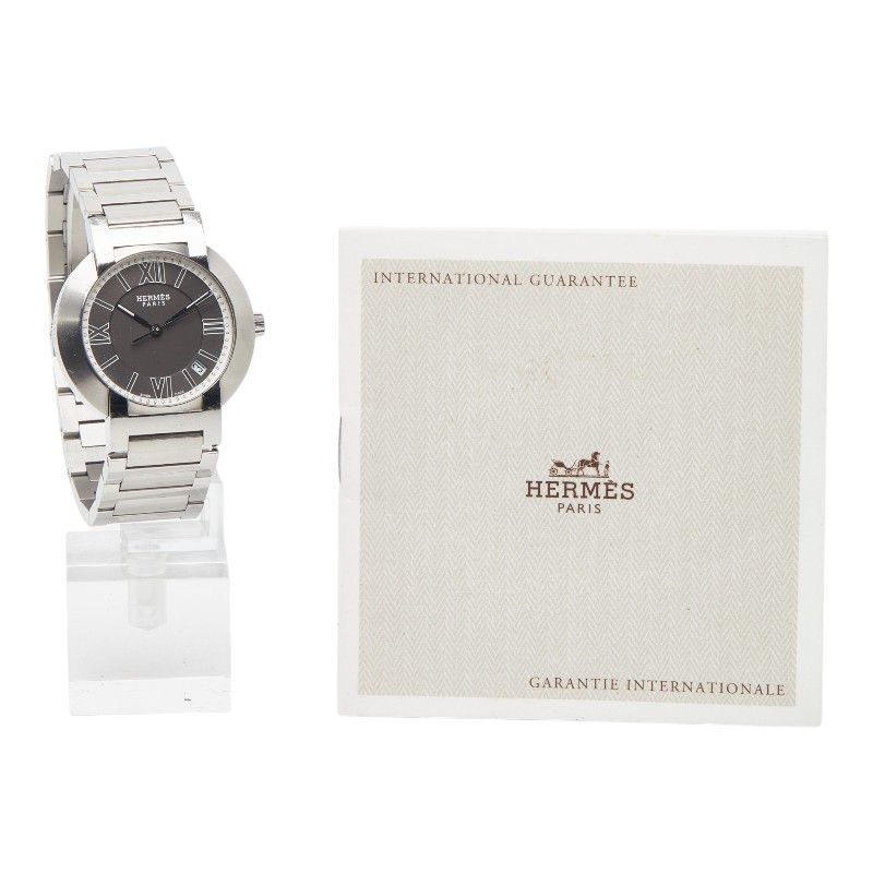 Hermes Nomade Automatic Quartz Watch Gray Silver Stainless Steel
