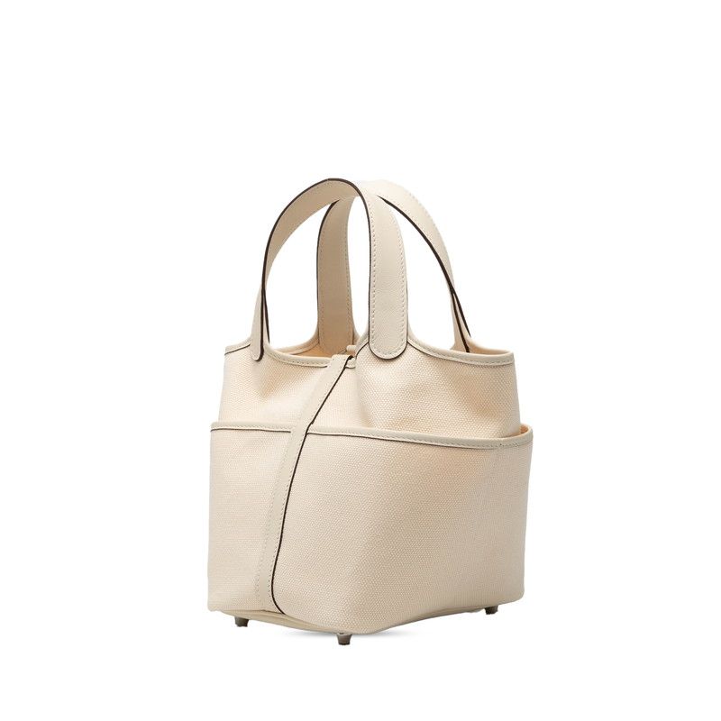 Hermes Picotin Lock PM Cargo Handbag Nata White Veau Swift Ash