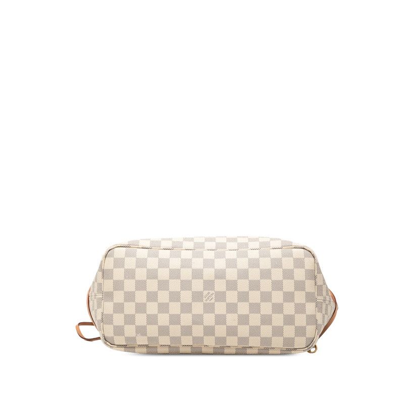 Louis Vuitton Damier Azur Neverfull MM Tote White Leather