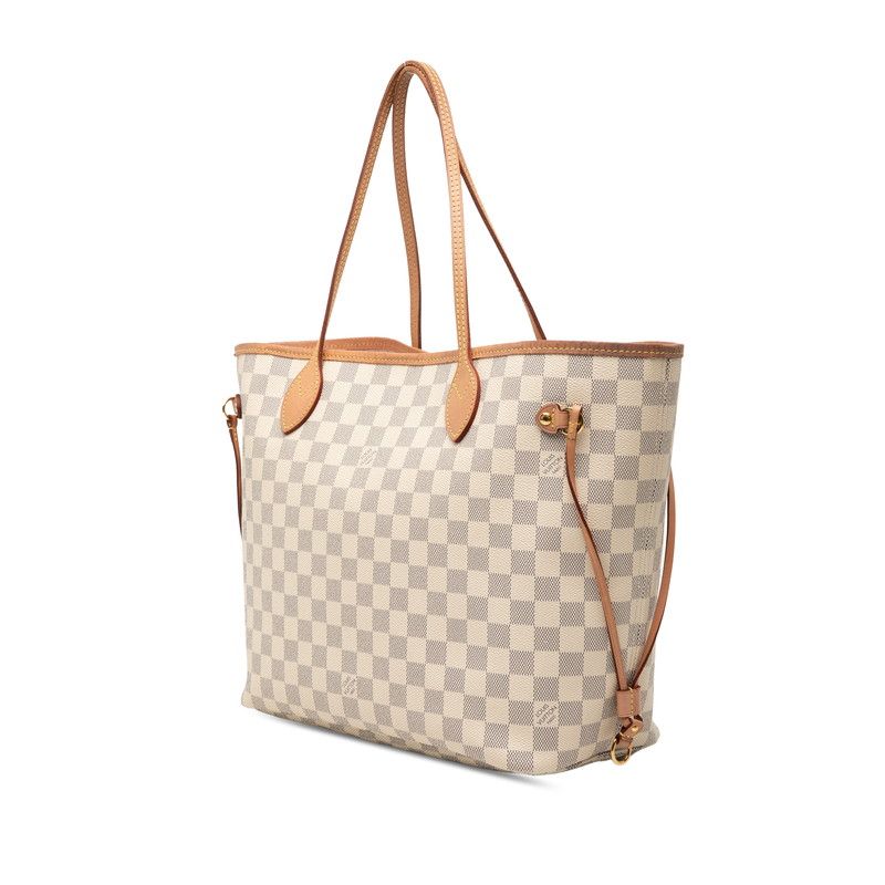 Louis Vuitton Damier Azur Neverfull MM Tote White Leather