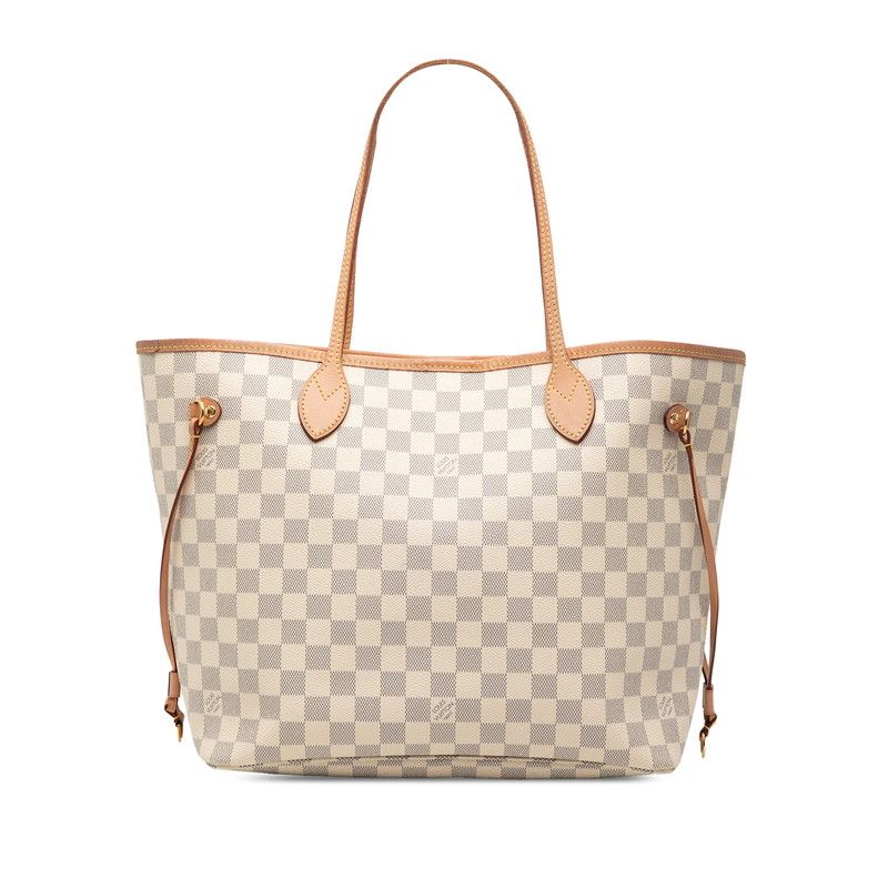 Louis Vuitton Damier Azur Neverfull MM Tote White Leather