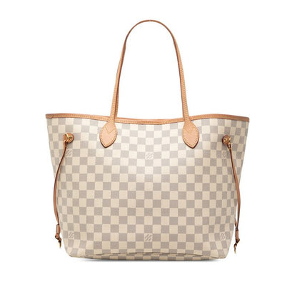 Louis Vuitton Damier Azur Neverfull MM Tote White Leather