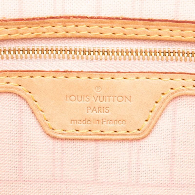 Louis Vuitton Damier Azur Neverfull MM Tote White Leather
