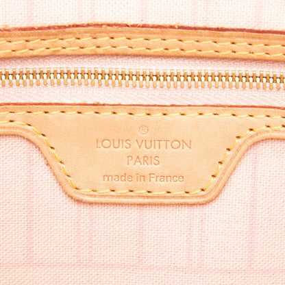 Louis Vuitton Damier Azur Neverfull MM Tote White Leather