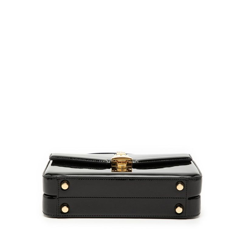 Gucci Sylvie Chain Shoulder Bag 2-Way Black Patent Leather