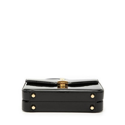 Gucci Sylvie Chain Shoulder Bag 2-Way Black Patent Leather